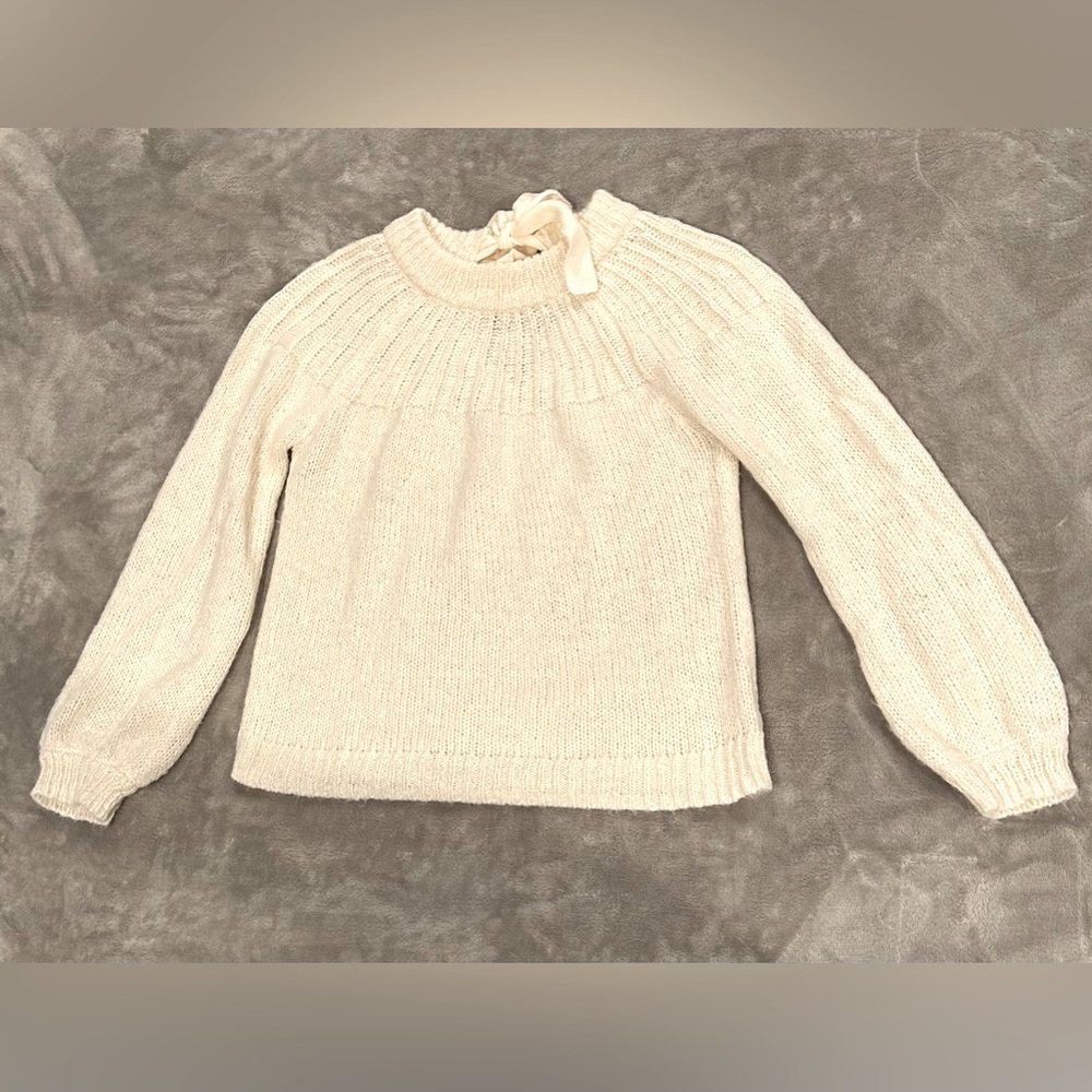 LC Lauren Conrad Ivory Sparkle Sweater with Tie Back